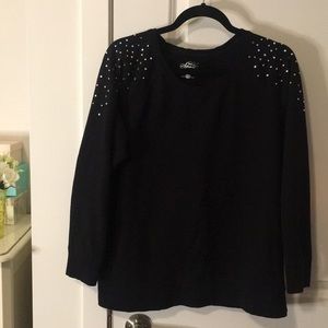 Faux Rhinestones Black Sweatshirt | So Soft!